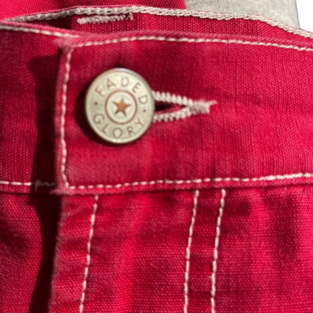 Faded Glory Wide Leg Capri Red Pants SZ 10 90s Y2K Casual Streetwear Classiccore