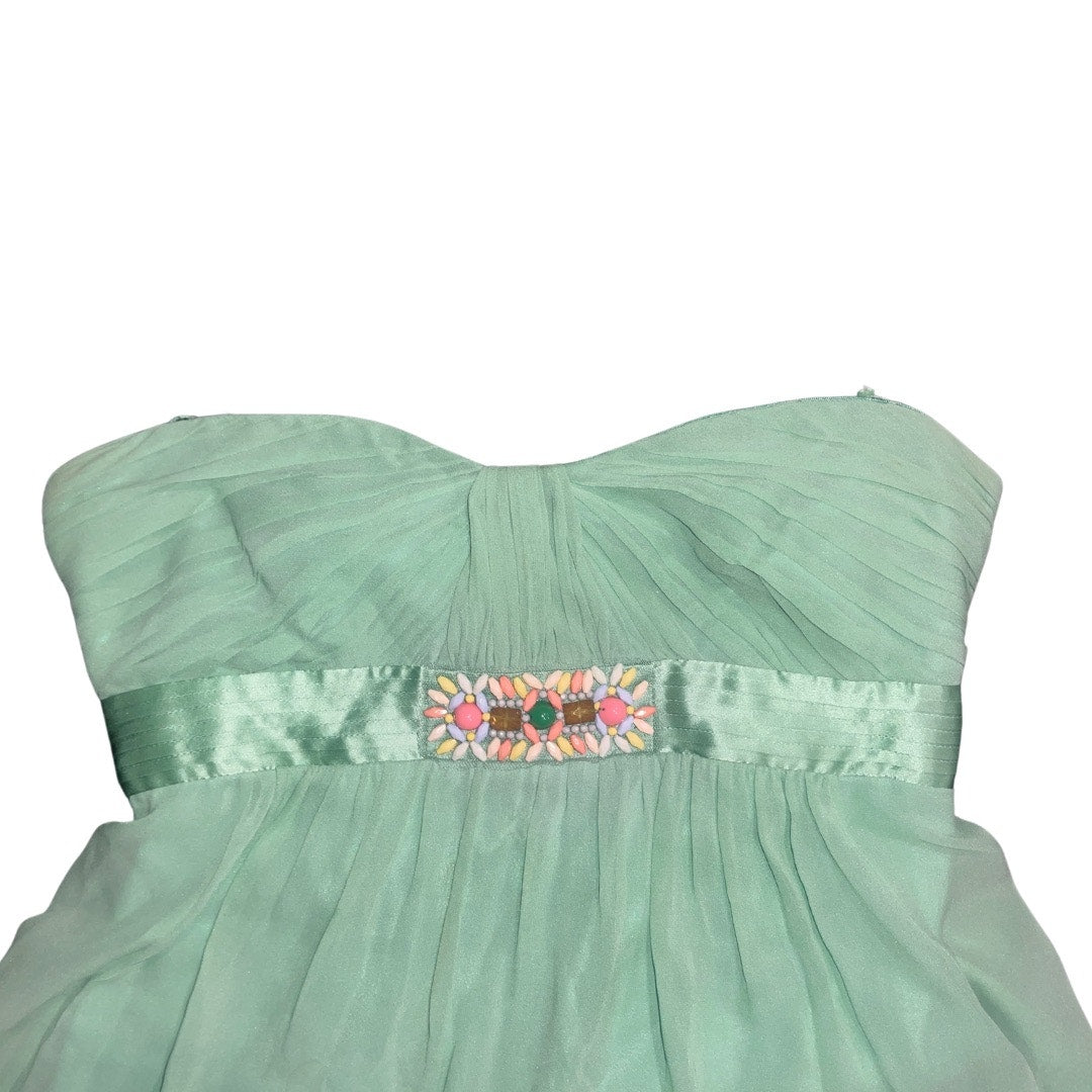 BCBGMAXAZRIA Green Pastel Chiffon Silk Mini Dress Strapless Party wedding prom