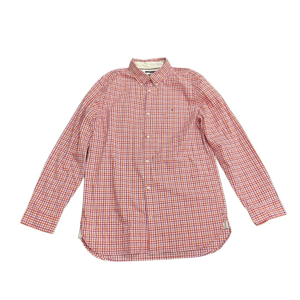 Tommy Hilfiger Slim Fit Stretch Button Down Checkered Long Sleeve Shirt Size XL