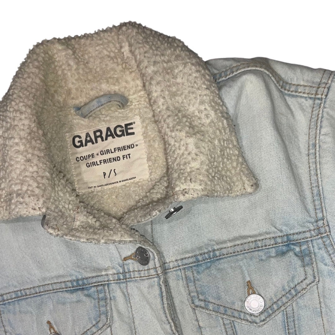 Garage Coupe Girlfriend Fit Small Denim Jean Sherpa Lined Jean Jacket Size P/S