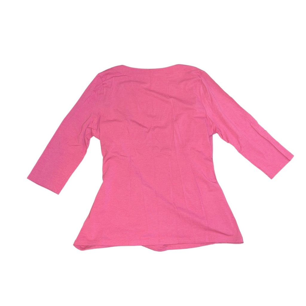 Soft Surroundings Alyssa Knit Top Faux Wrap Blouse Plus Size 1X 3/4 Sleeve V-neck