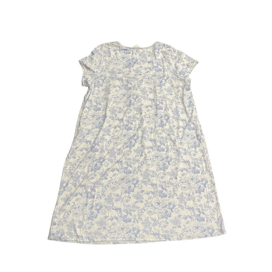 Laura Ashley Blue White Floral Nightgown Lace Trim Large Pajama Soft Loungewear
