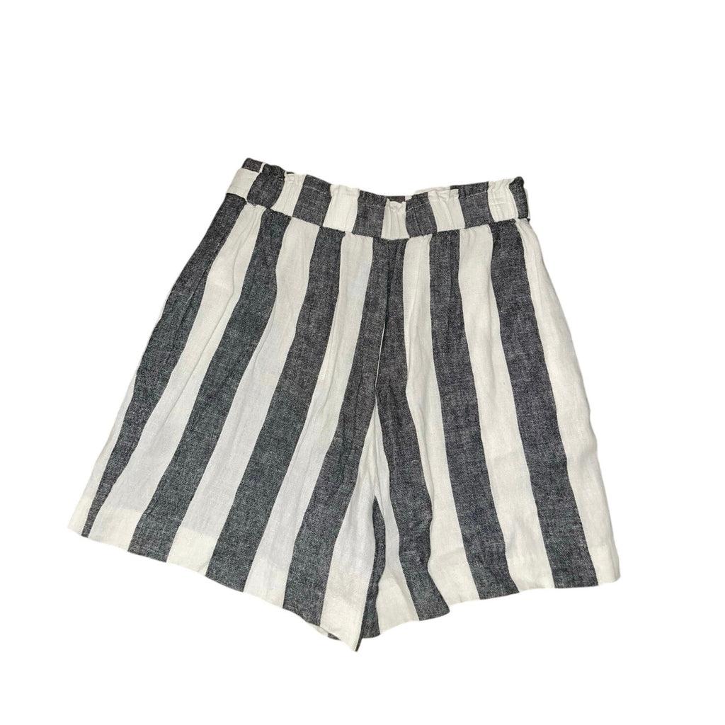 Calvin Klein Women's Gray Striped Linen Blend High Rise Belted Dress Shorts