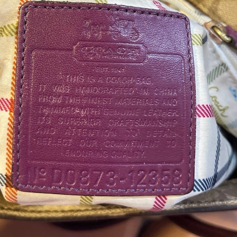 Vintage Coach Signature Coated Heritage Striped Tote Bag Berry #12358 Y2K