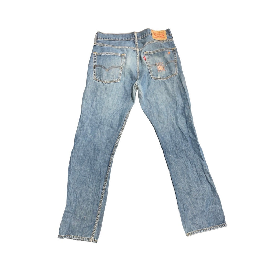 Levi's Women Upcycled Patch Denim Jeans Size 33x32 Straight leg Hippie Indie Y2K