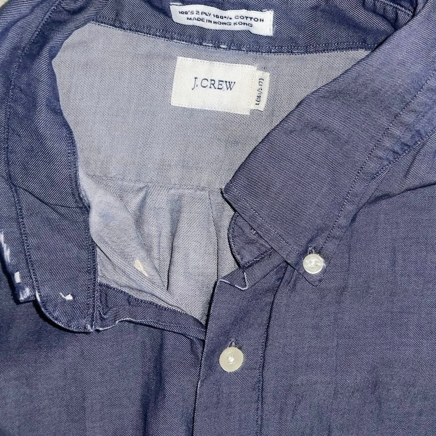 J. Crew Blue button up long sleeve Shirt SZ L Office Career Preppy Nautical