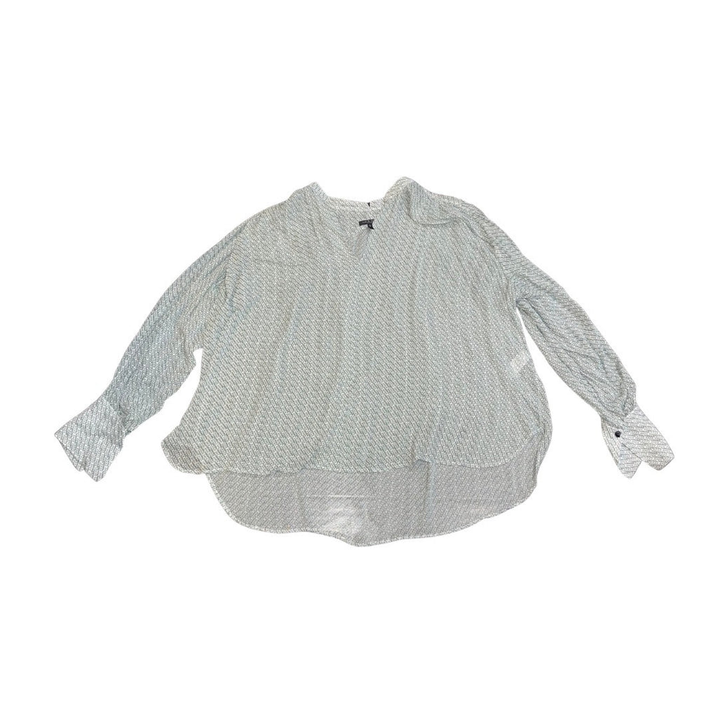 Rag & Bone Carly Chiffon Top Green Multi Blouse Size Large Chic Semi Sheer