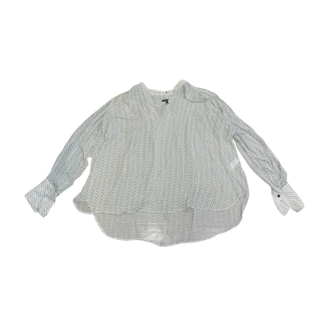 Rag & Bone Carly Chiffon Top Green Multi Blouse Size Large Chic Semi Sheer