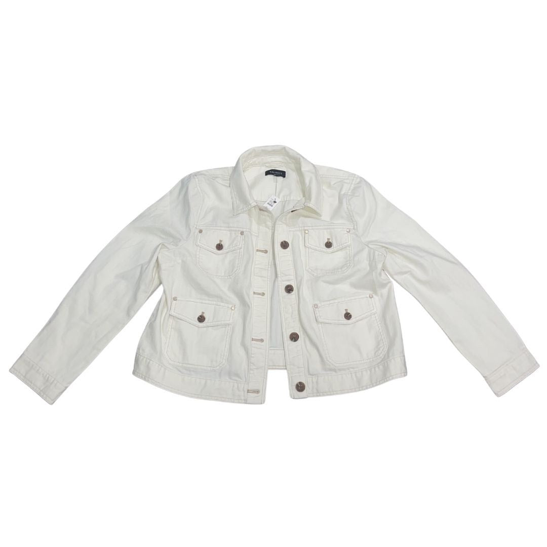 Talbots Studio Chore Button Jacket Ivory Size XL NWT 100% Cotton Casual Chic