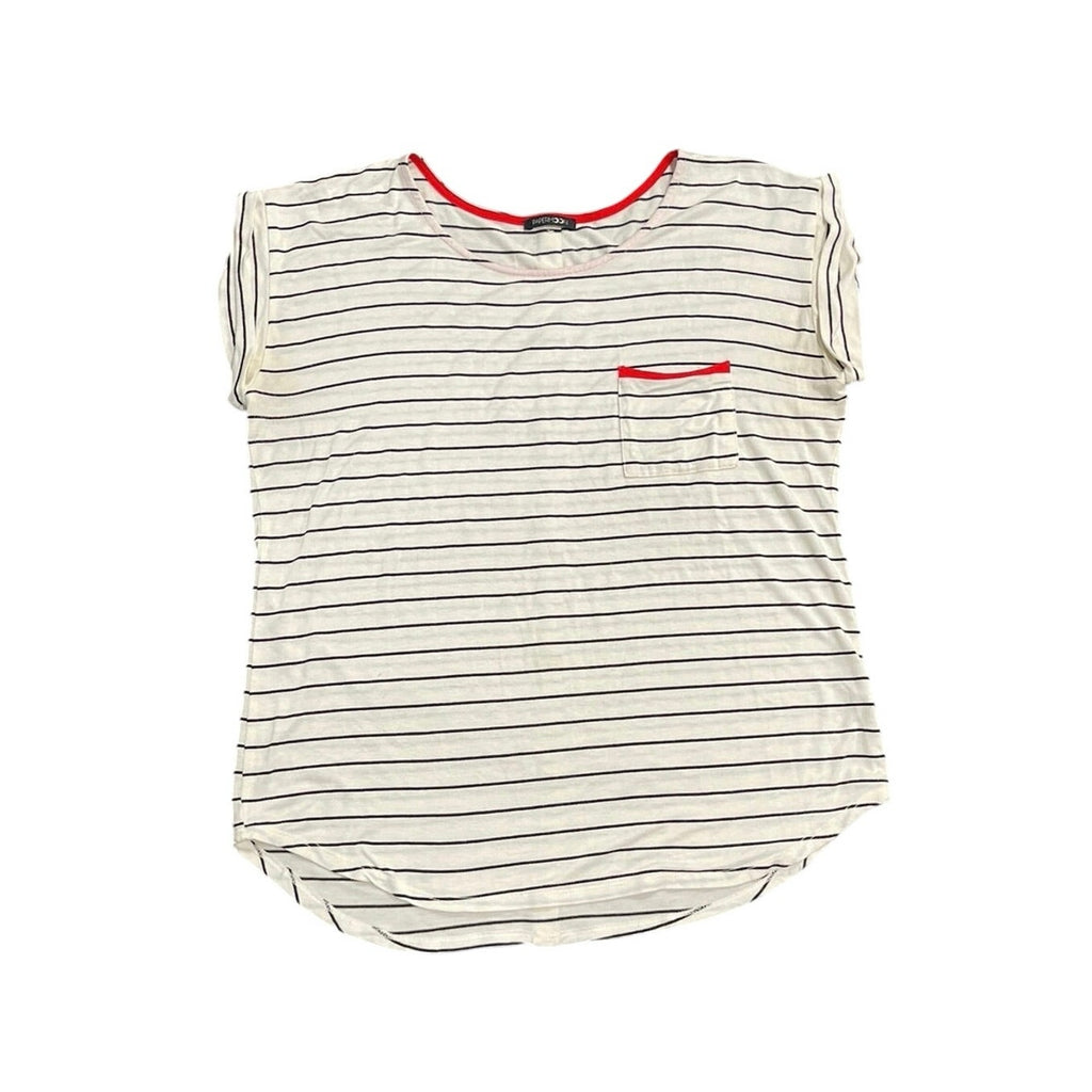 Papermoon Anica One Pocket Knit Striped Top Size Medium Cuffed Sleeves Casual