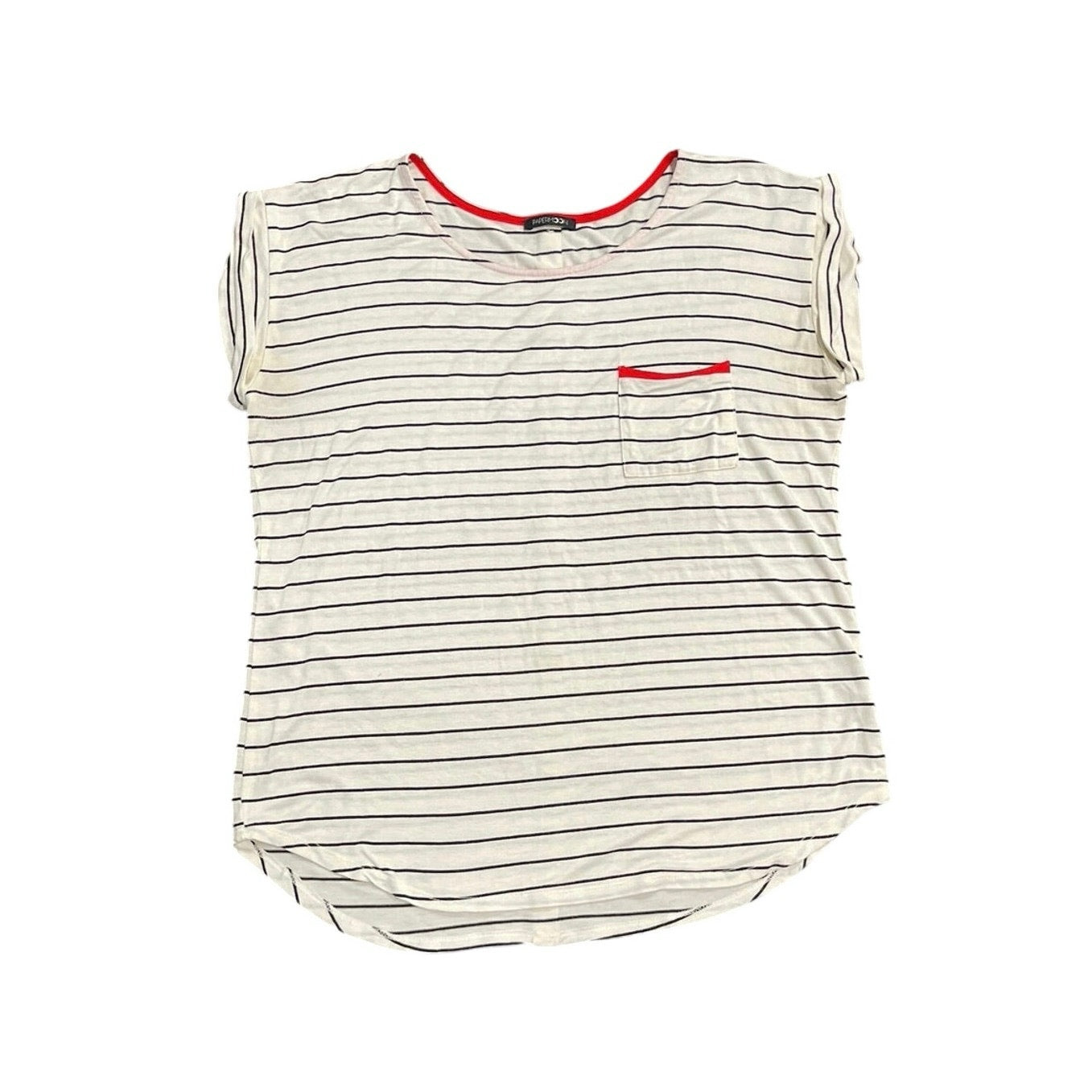 Papermoon Anica One Pocket Knit Striped Top Size Medium Cuffed Sleeves Casual
