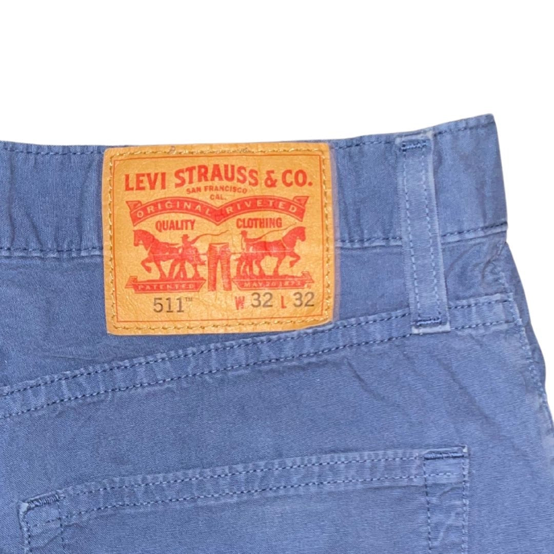 Levi's Mens 511 Slim Fit Navy Blue Chino Denim Pants Size 32X32 Casual Preppy