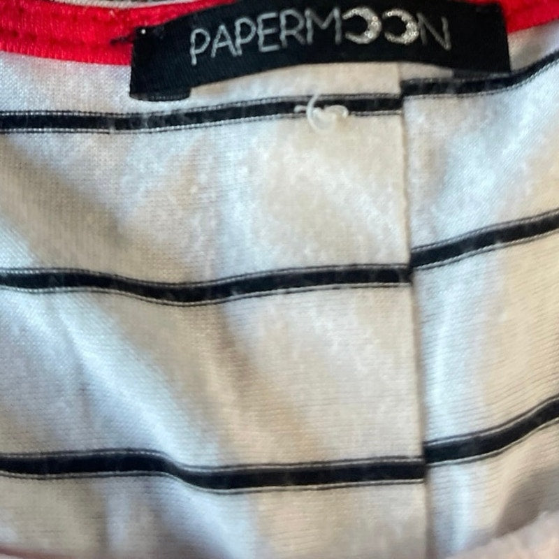 Papermoon Anica One Pocket Knit Striped Top Size Medium Cuffed Sleeves Casual