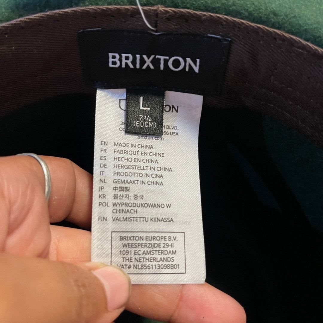 Brixton Reno Fedora Hat Adjustable Unisex Moss Brown Large 100% Australian Wool