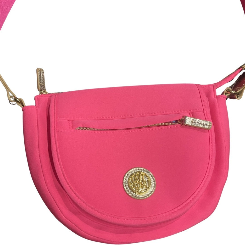 Lilly Pulitzer Giavanna Neoprene Hot Pink Crossbody Crescent Bag NEW Barbie