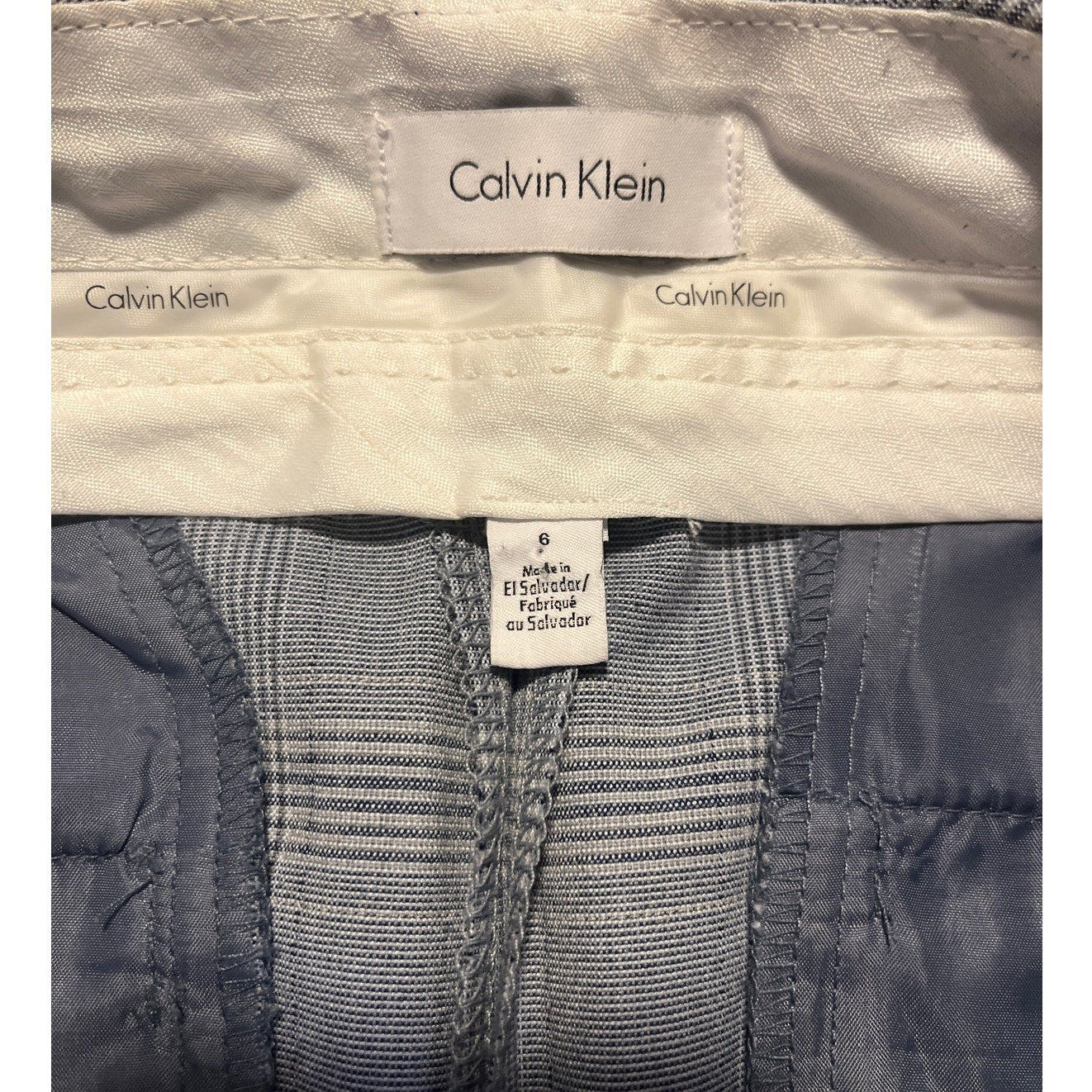 Calvin Klein Womens Plaid Blue Houndstooth Trousers Dress Pant Size 6