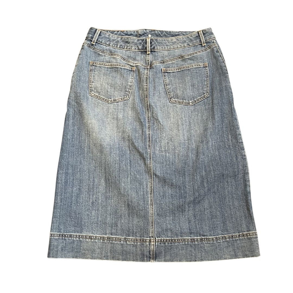 Talbots Denim A-line Midi Skirt Cardiff Wash Size 12 NWT Prairie Western Cottage