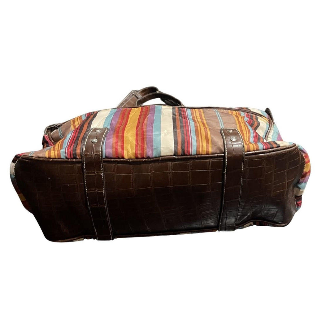 Caribbean Joe Multicolor Striped Duffle Bag Travel Beach Weekender Vacation Bag