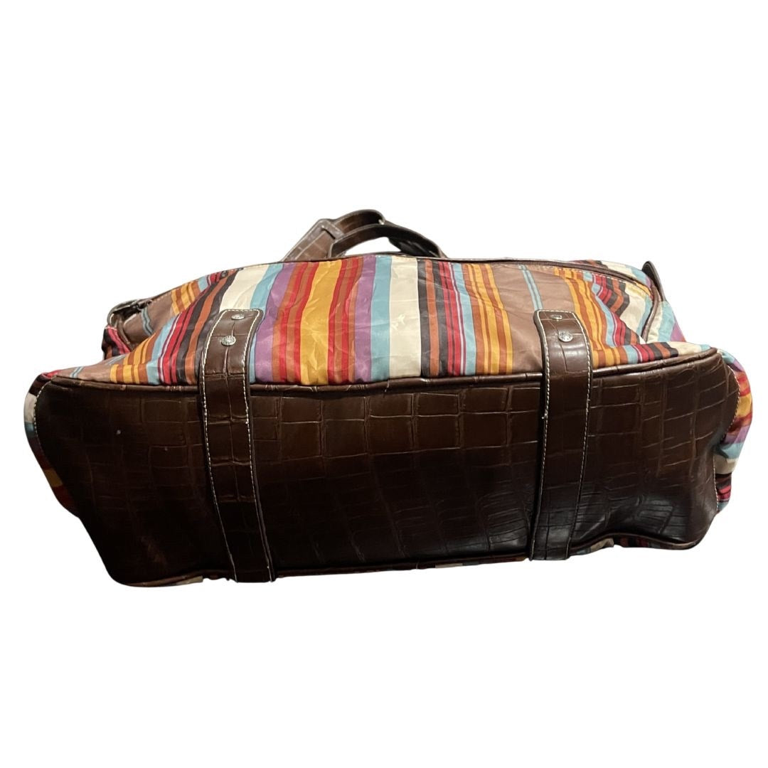Caribbean Joe Multicolor Striped Duffle Bag Travel Beach Weekender Vacation Bag