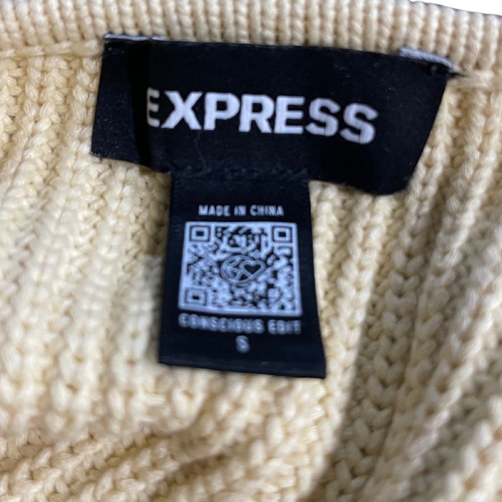 Express Butter Yellow Chunky Knit Sleeveless Sweater Top Size Small Boho Chic