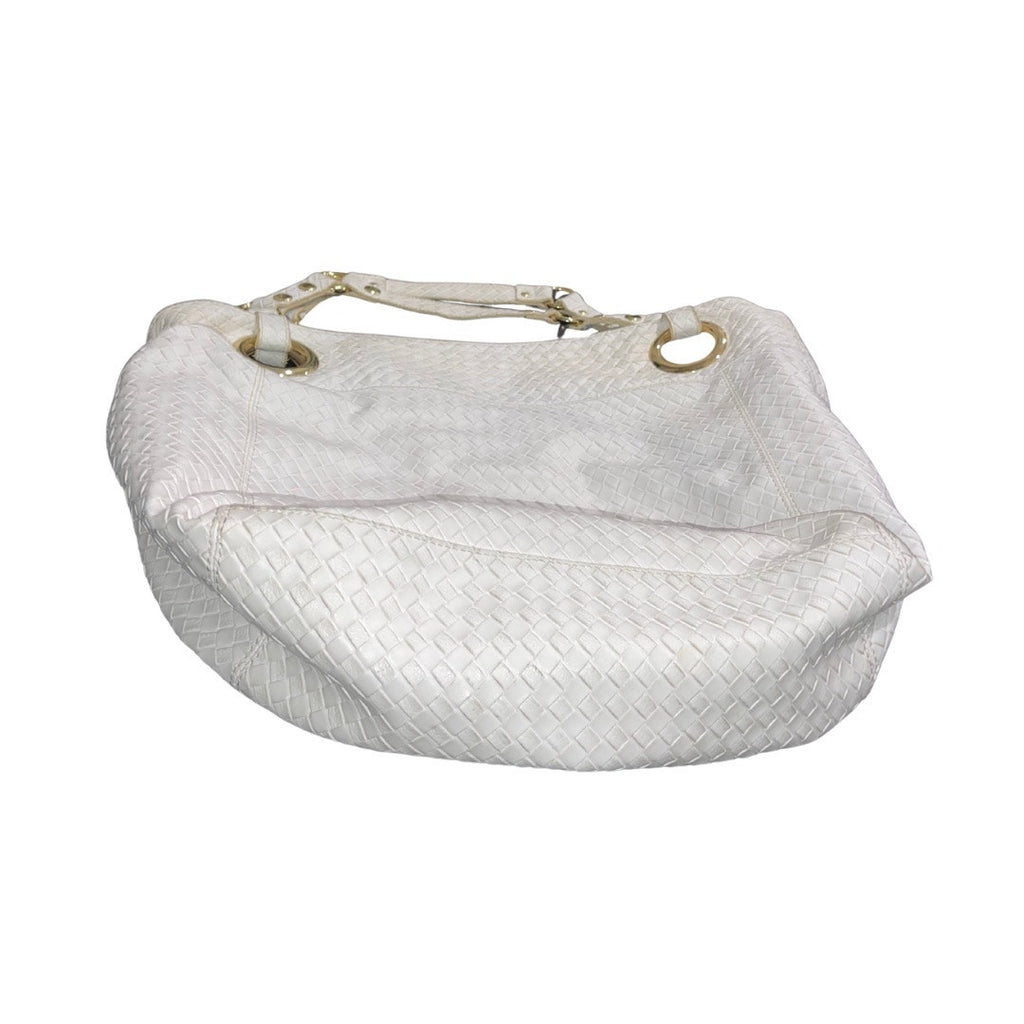 Steven by Steve Madden Woven White Shoulder Bag Faux Leather Tote Y2K Boho