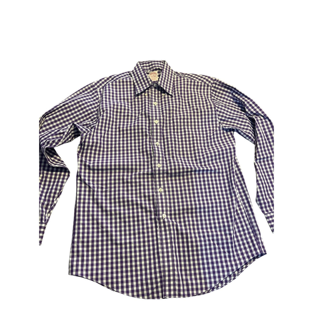 Brooks Brothers original polo shirt plaid Collar non iron Button up dress long sleeve