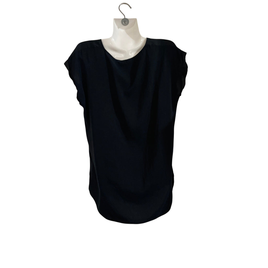 Express Short Sleeve V-Neck Gold Zipper Satin Blouse Large Elegant Office Chic