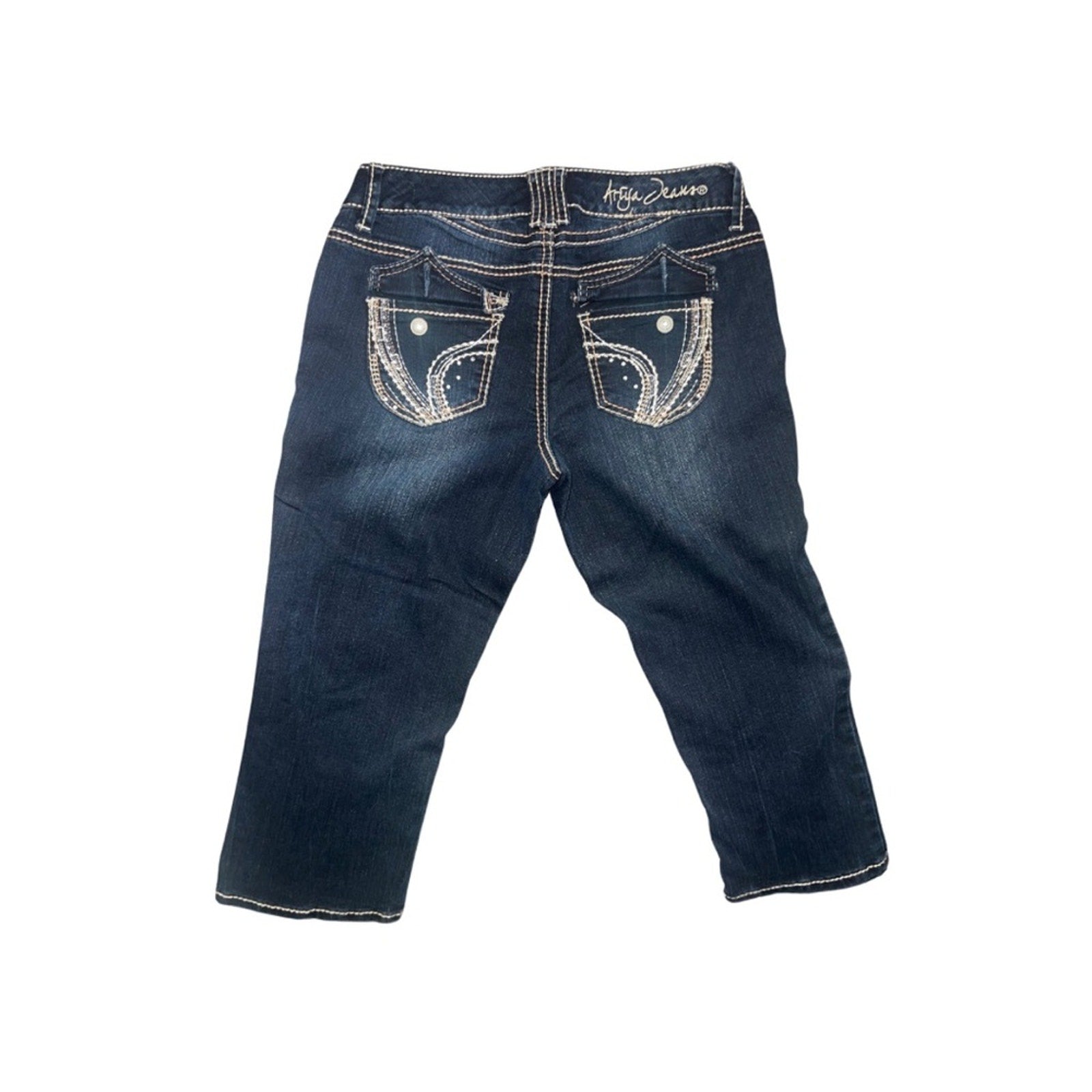 Vintage Dark wash Denim Ahya capri jeans gem pockets Y2K