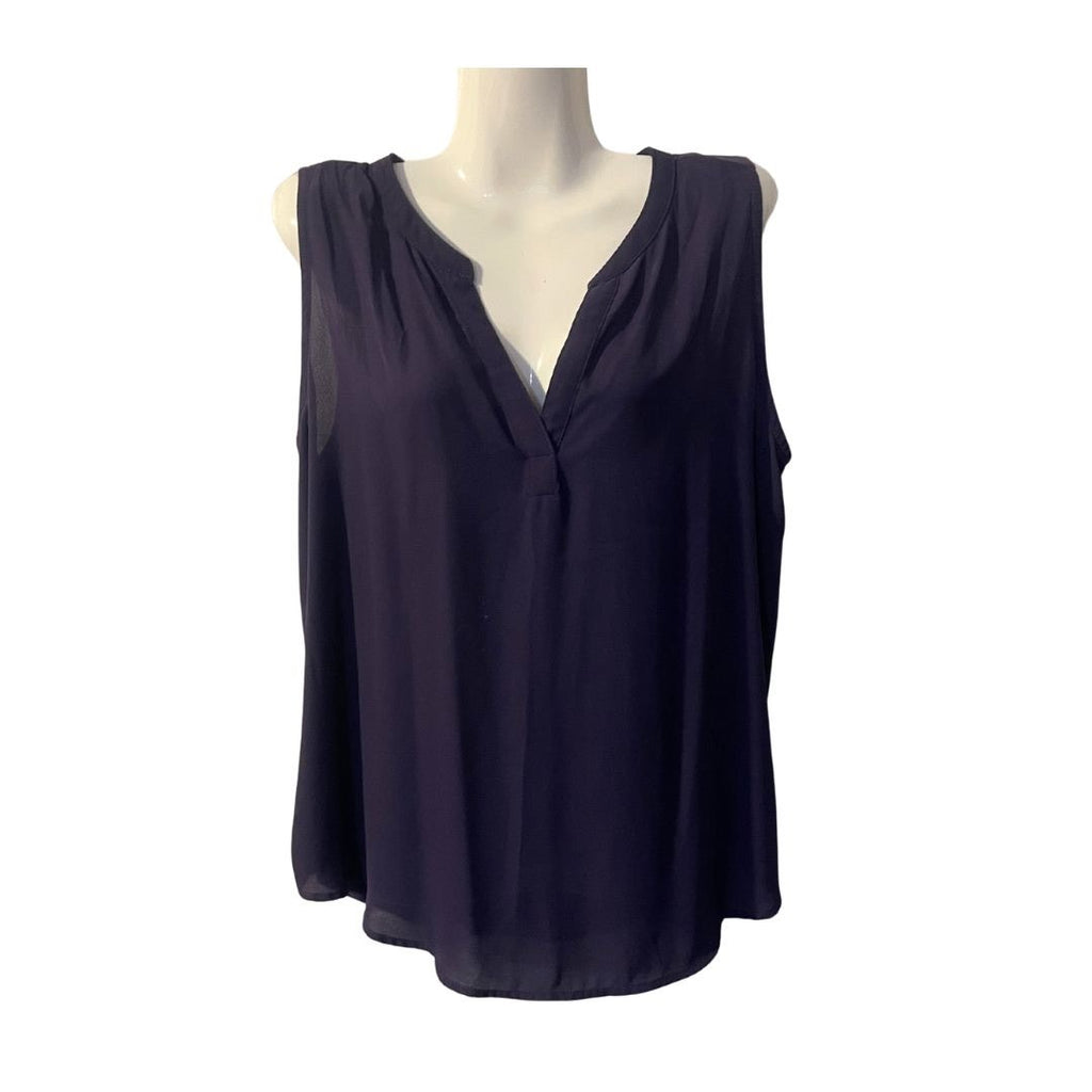 Papermoon Fayette Mixed Media Sleeveless Blouse Size Large Career Casual