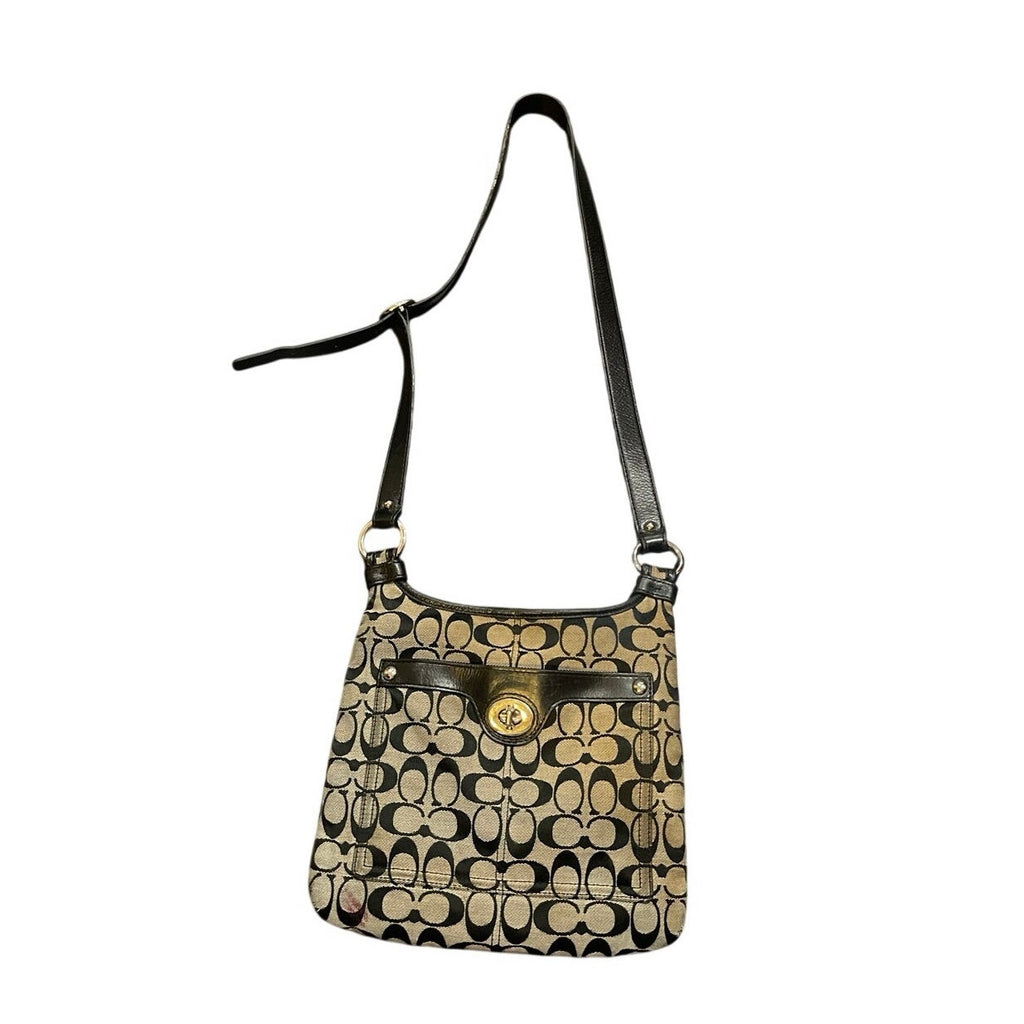 Coach Penelope Canvas Signature C Jacquard Hippie Crossbody Bag #F16536