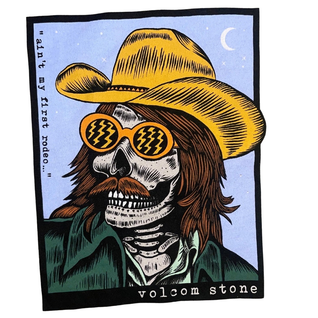 Volcom Cosmic Rodeo T-Shirt Size Large Cowboy Skull Fit Shirt 100% Cotton NWT