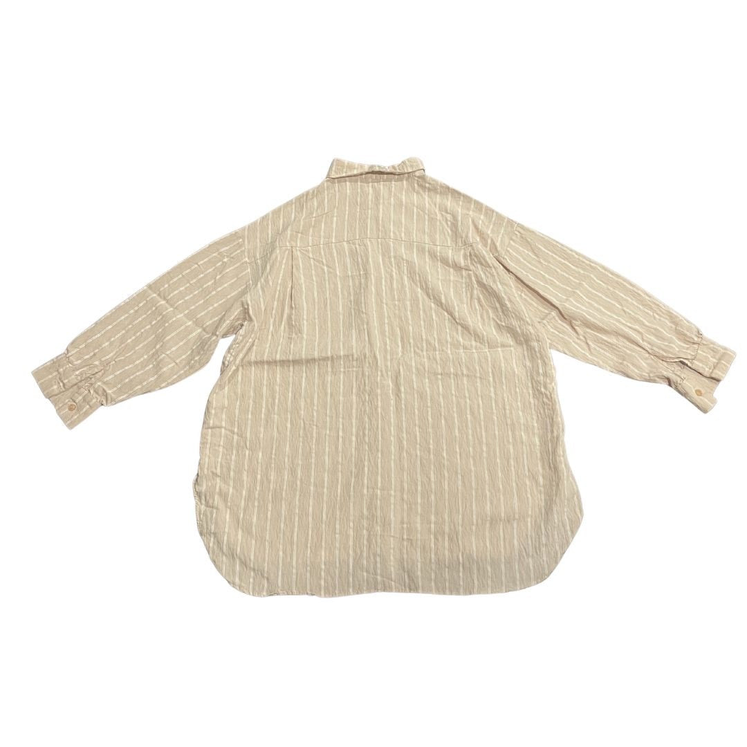 HELLIE  Oversized Relaxed Fit Stripped Button Down Long Sleeve Shirt SZ S Casual
