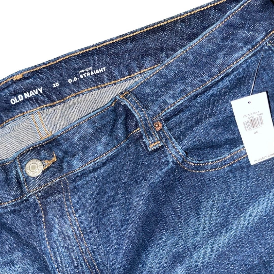 Old Navy Mid Rise O. G. Straight Denim Jeans Pants Plus Size 20 NWT