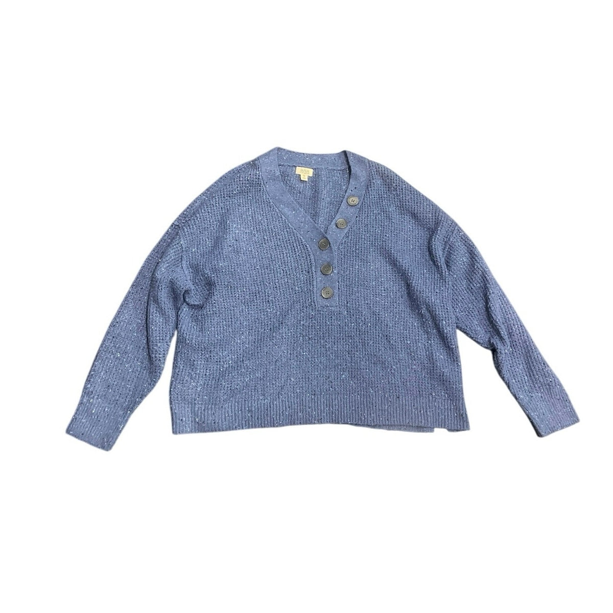 a.n.a A New Approach Blue Chunky Knit Button Pullover Sweater SZ PXL Relaxed Fit