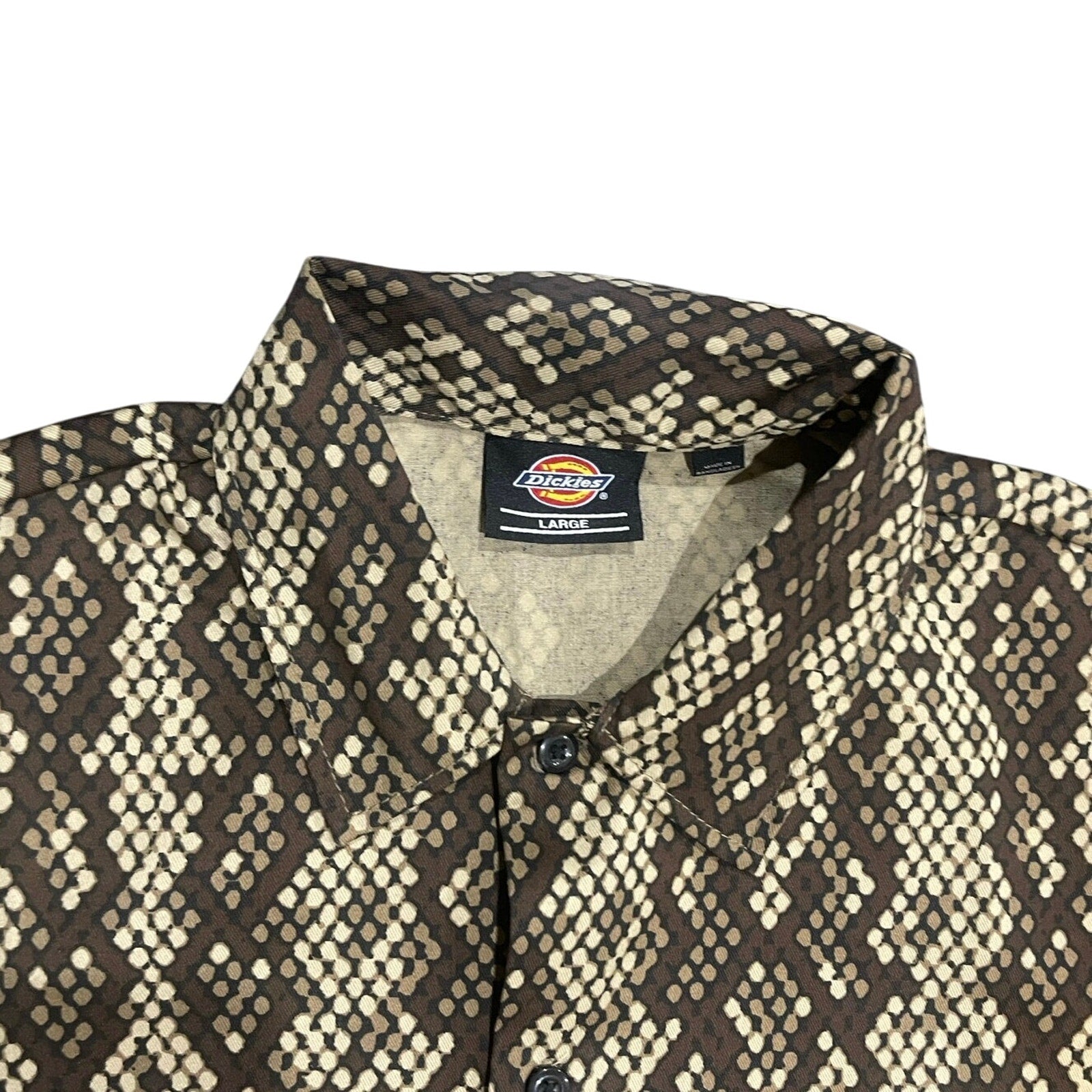 Dickies Camden Snake Print Cropped Button Up Shirt
