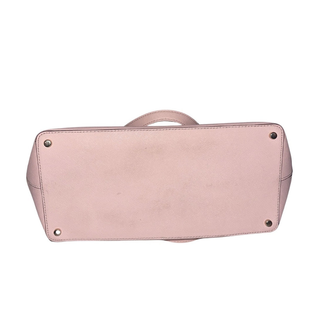 Kate Spade New York Schuyler Leather Tote Handbag Chalk Pink Zip Closure Charm