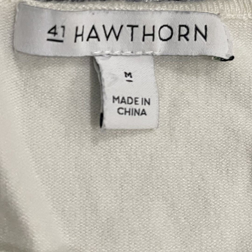 41 Hawthorn Crew Neck Pull Over Cream Sweater Eyelid Hem SZ Medium Casual Preppy