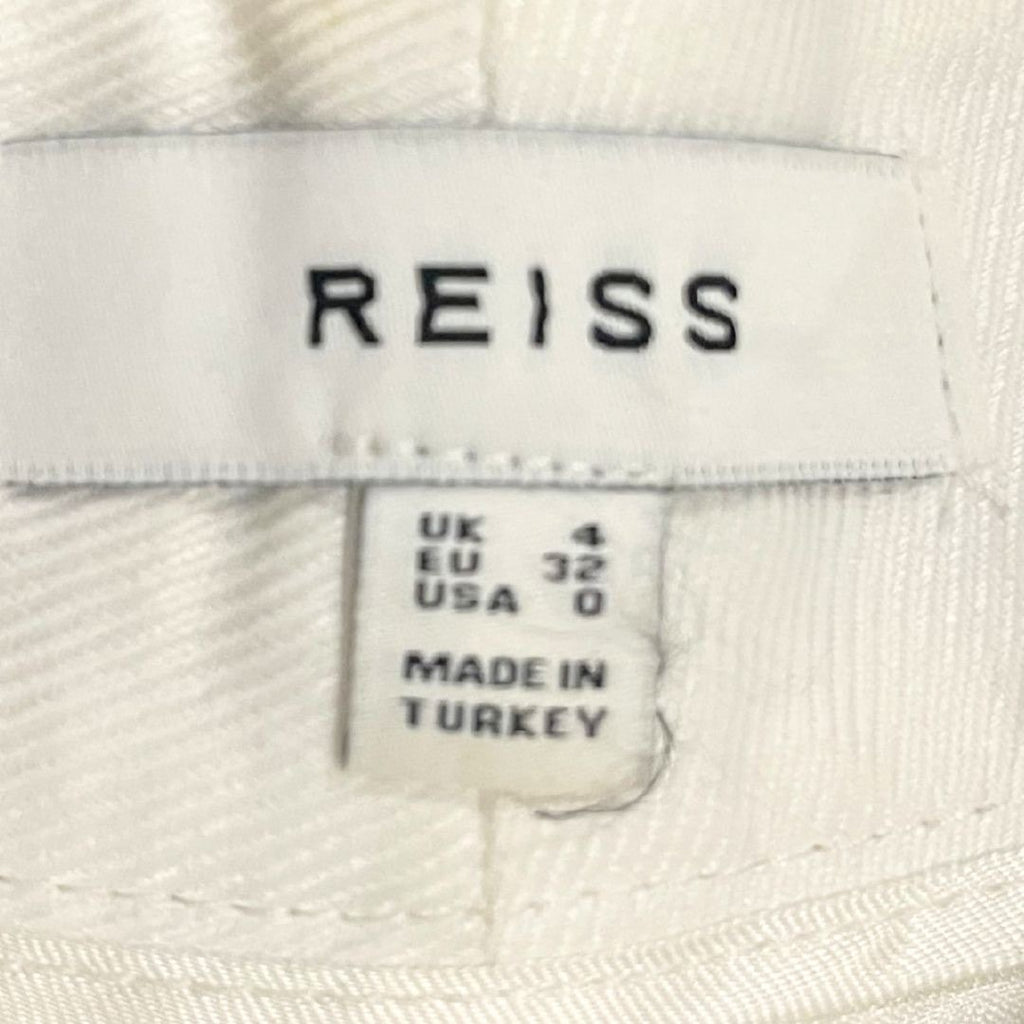 Reiss Linen Blend Front Pleat Suit Shorts White Size 0 high Rise Vacation Resort