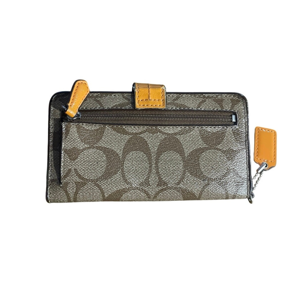 Coach Signature Canvas Wallet Tangerine Orange Brown Card Holder Y2K