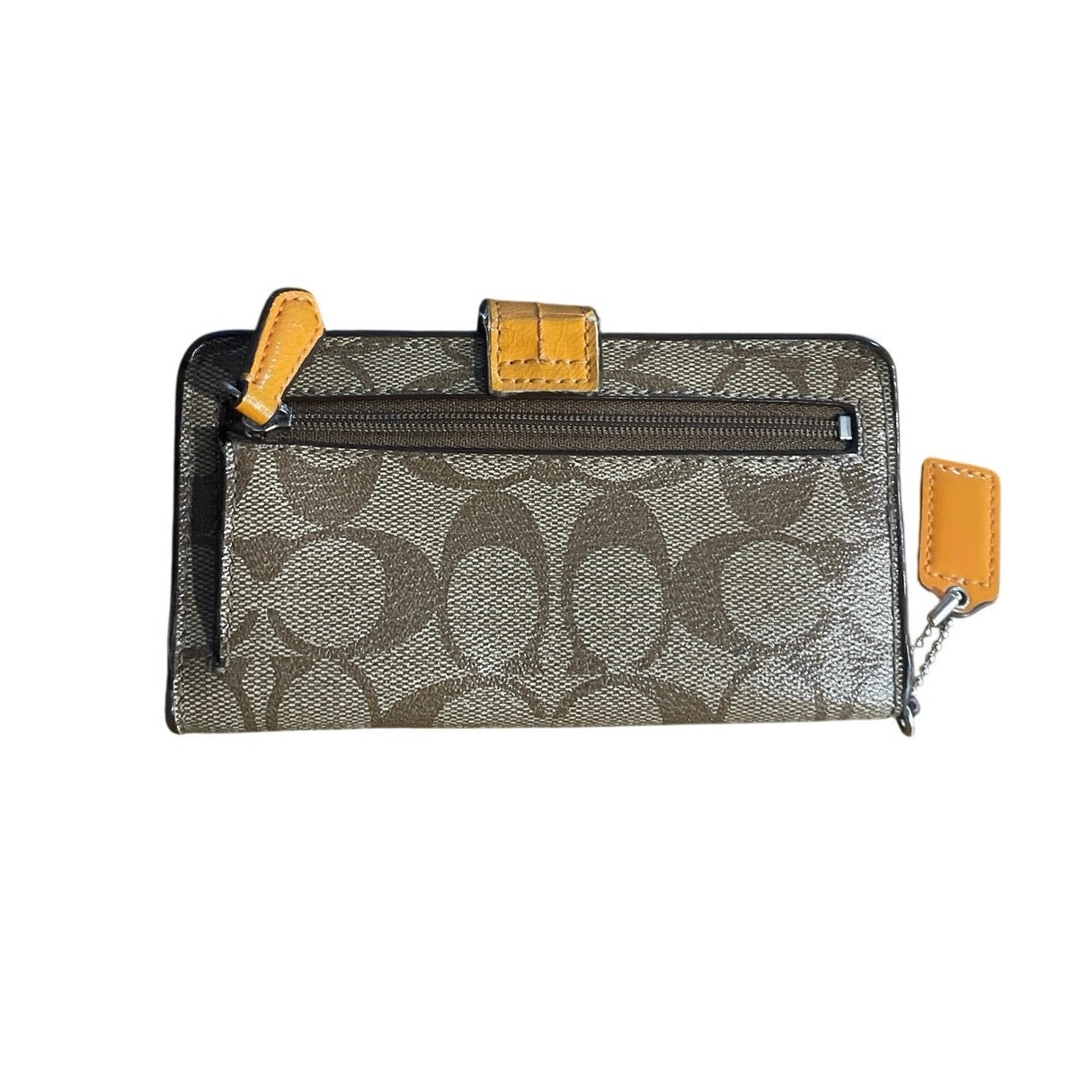 Coach Signature Canvas Wallet Tangerine Orange Brown Card Holder Y2K