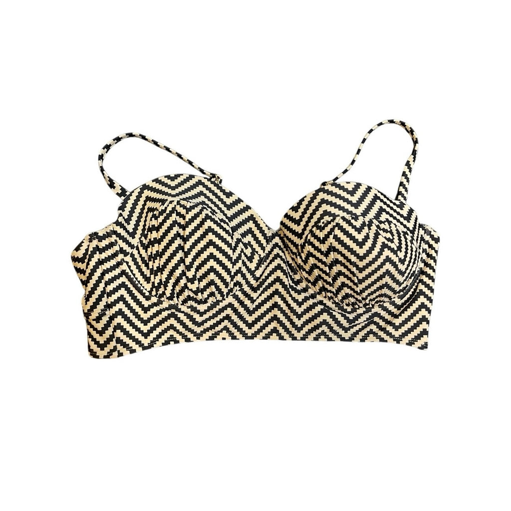 Xhilaration Black Cream Chevron Zigzag Print Bikini Set SZ XL NWT Beach Swimwear
