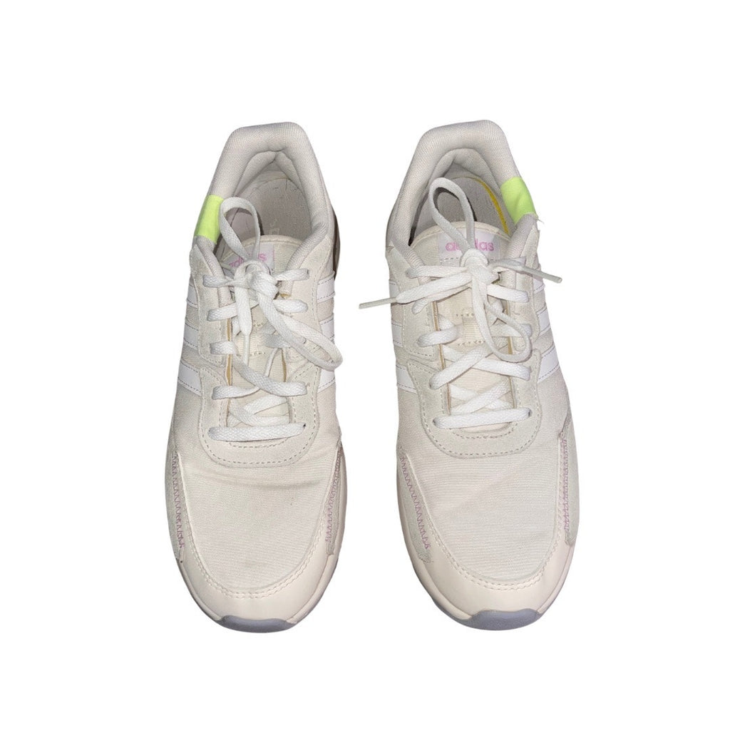 Adidas Women Retrorun Size 8 White Running Shoes Athletic Sneakers Comfort