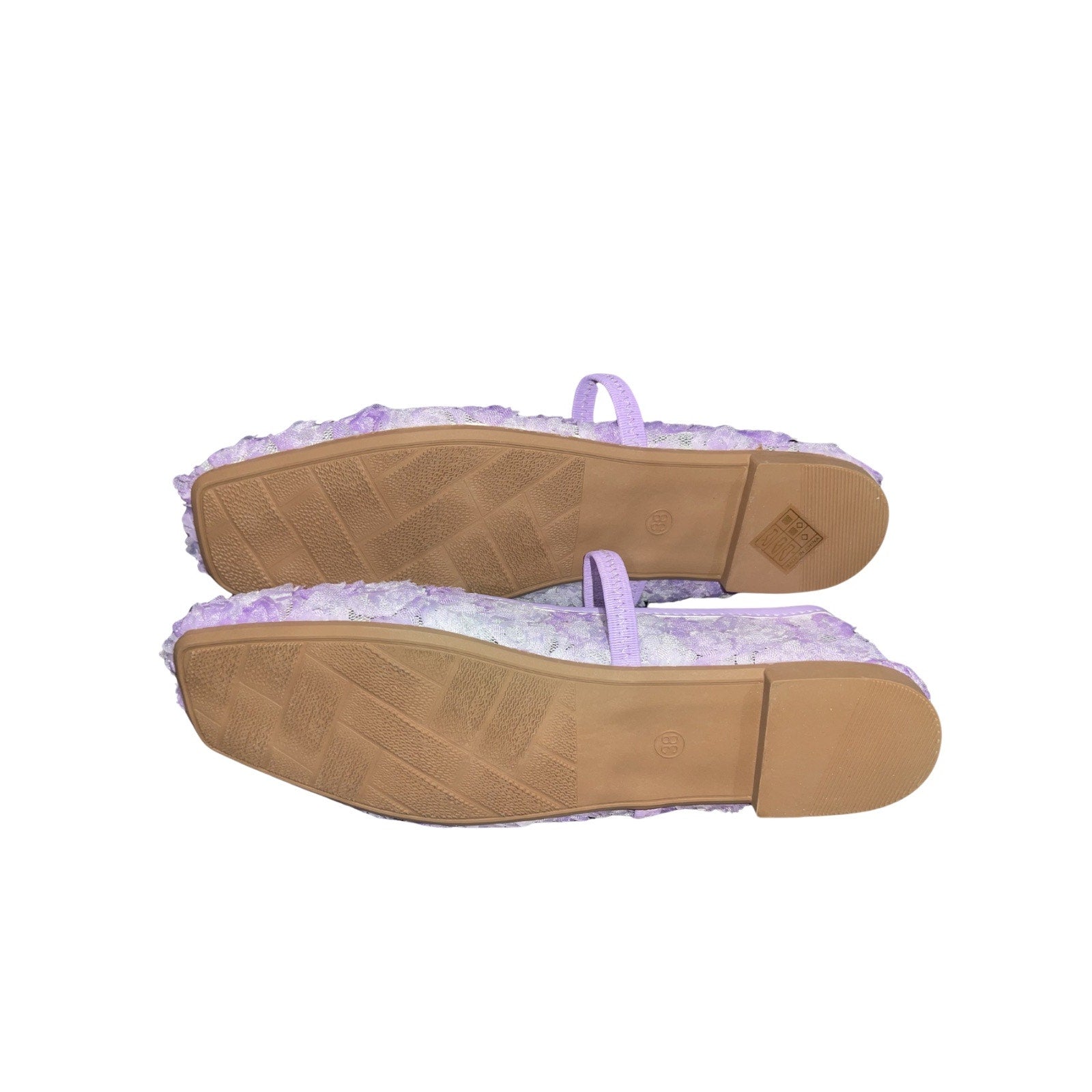 Purple Unique Rose Floral Lace Flats Ballet Ballerina Shoes 7.5 Mesh Artsy Boho