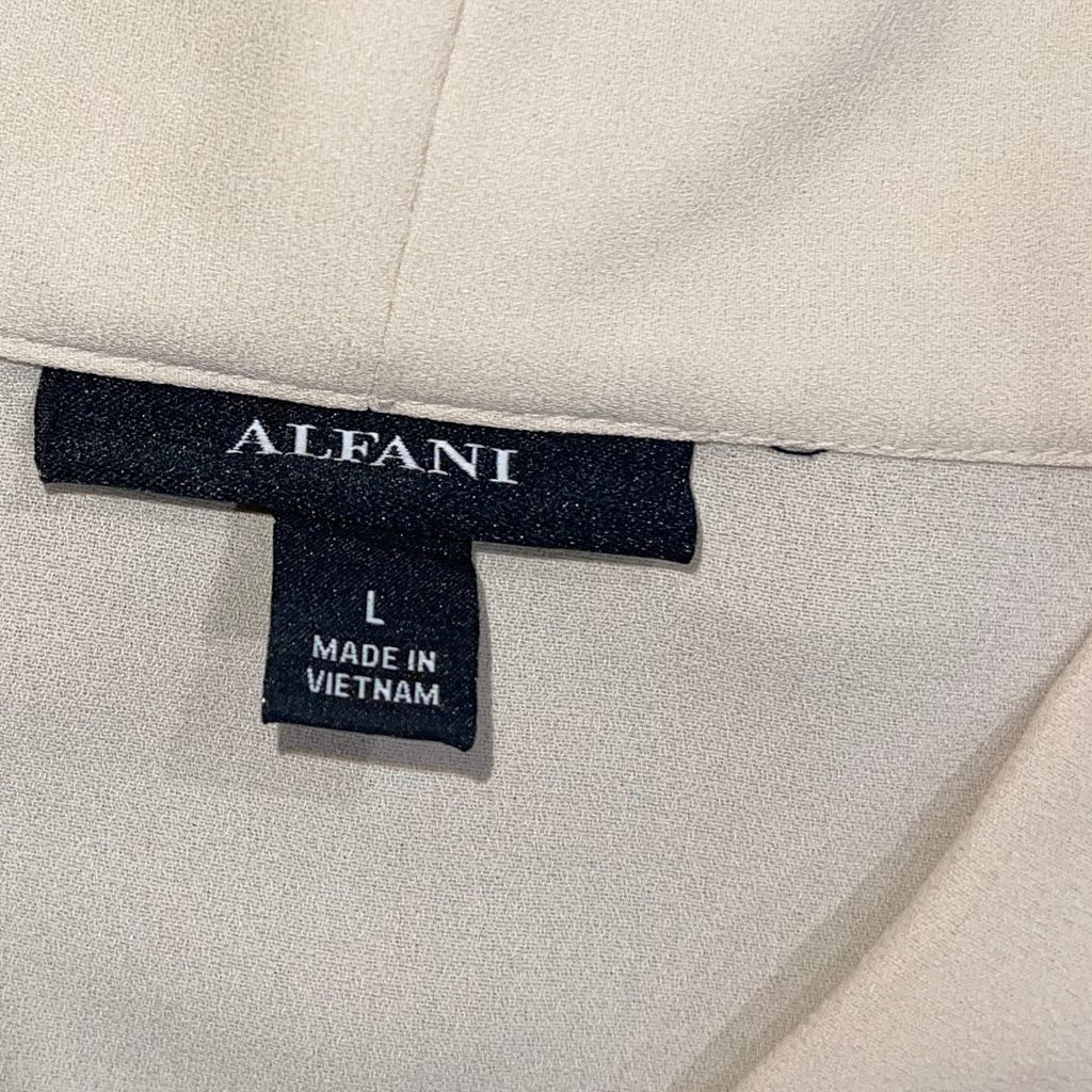 Alfani Ivory Short Sleeve Blouse Flare Sleeves Size Large Career Office Casual