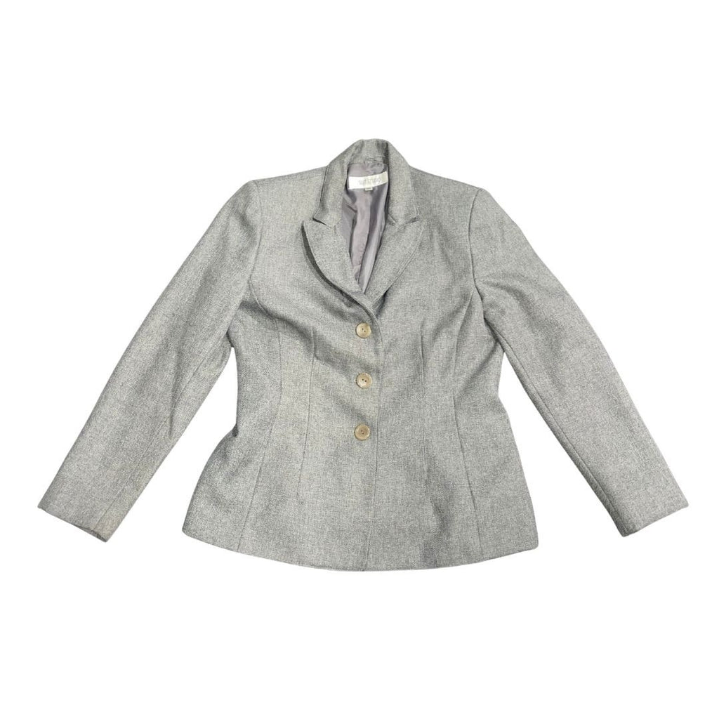 Suit Studio Women Grey 2 Piece Pant Suit Size 6P Blazer Trousers Career Office