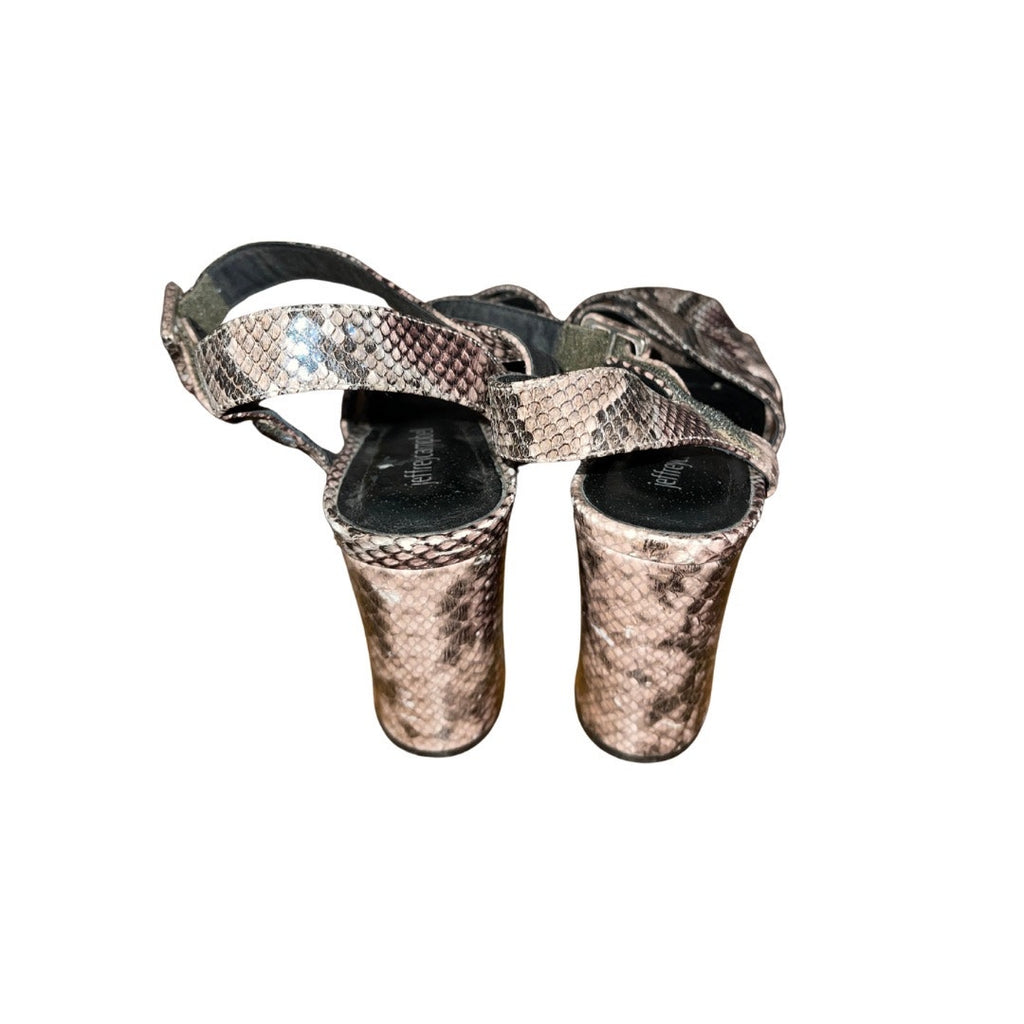 Jeffrey Campbell "Amma" Snake Print Platform Shoes Size 7.5 BLock Heel Open Toe