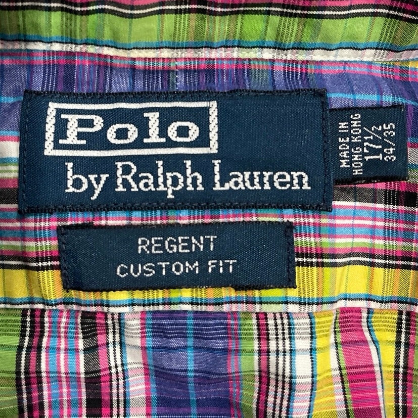 Polo Ralph Lauren Multi Color Plaid Button Front Long Sleeve Shirt SZ 17 1/2
