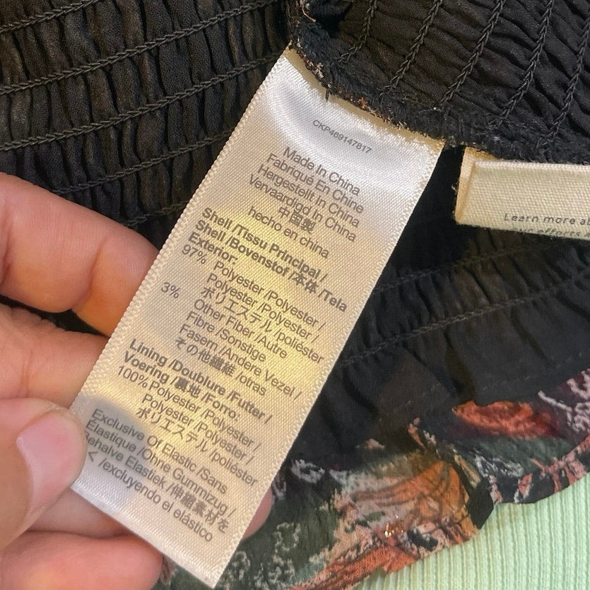 Madewell Lucie Smoked Bodice Floral Top SZ L Coquette Botanical Romantic Whimsy