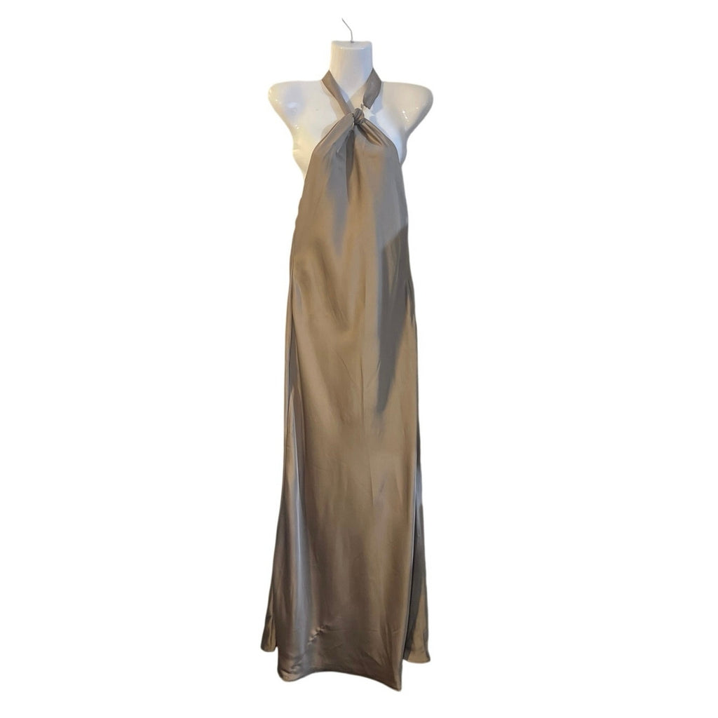 Aiirz Satin Halter Neck Maxi Formal Dress M Wedding Bridesmaid Prom Elegant NWT