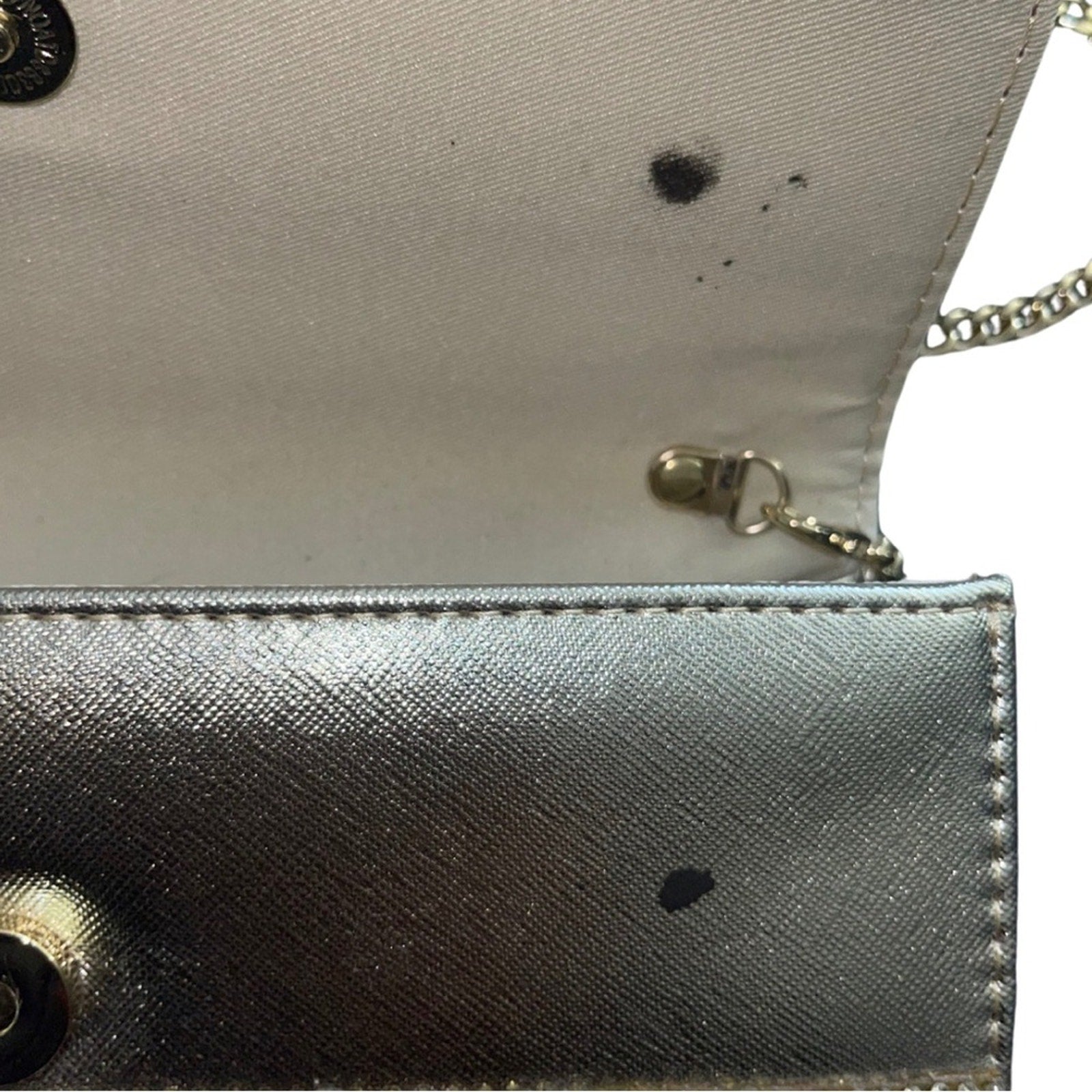 Starlet Chain Strap Bag Silver Rhinestone Faux Pearl Clutch Evening Purse Prom